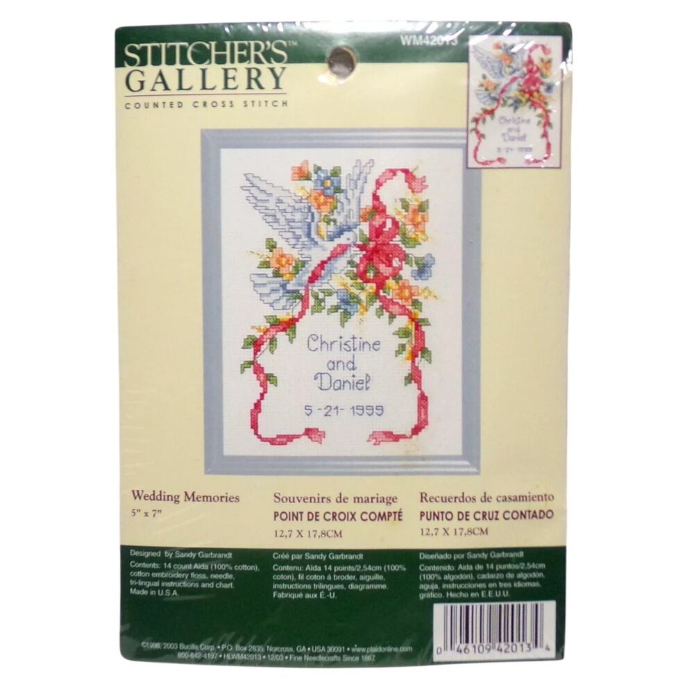 Bucilla Stitcher's Gallery Wedding Memories Counted Cross Stitch Kit 5x7 inches